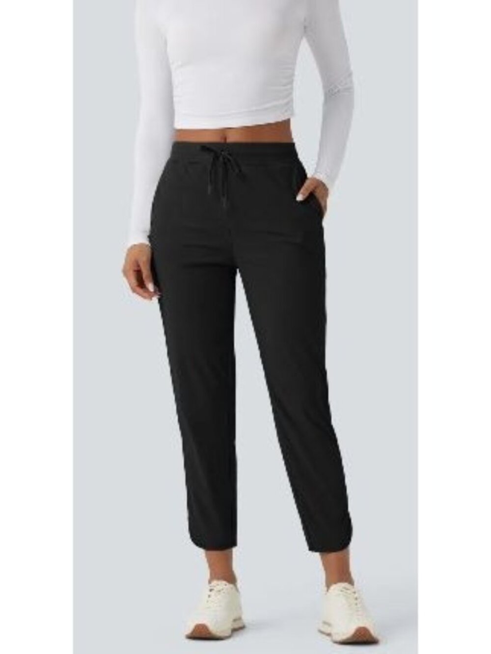 Halara Medium High Rise Drawstring Curved Hem Quick Dry Golf Tapered Pants with